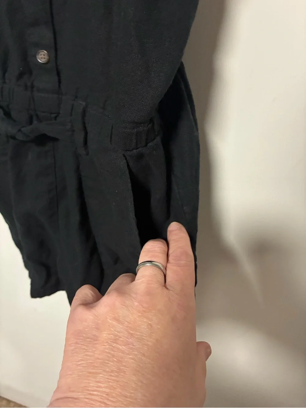 Old Navy Black Button-Front Girls Romper with Tie Waist